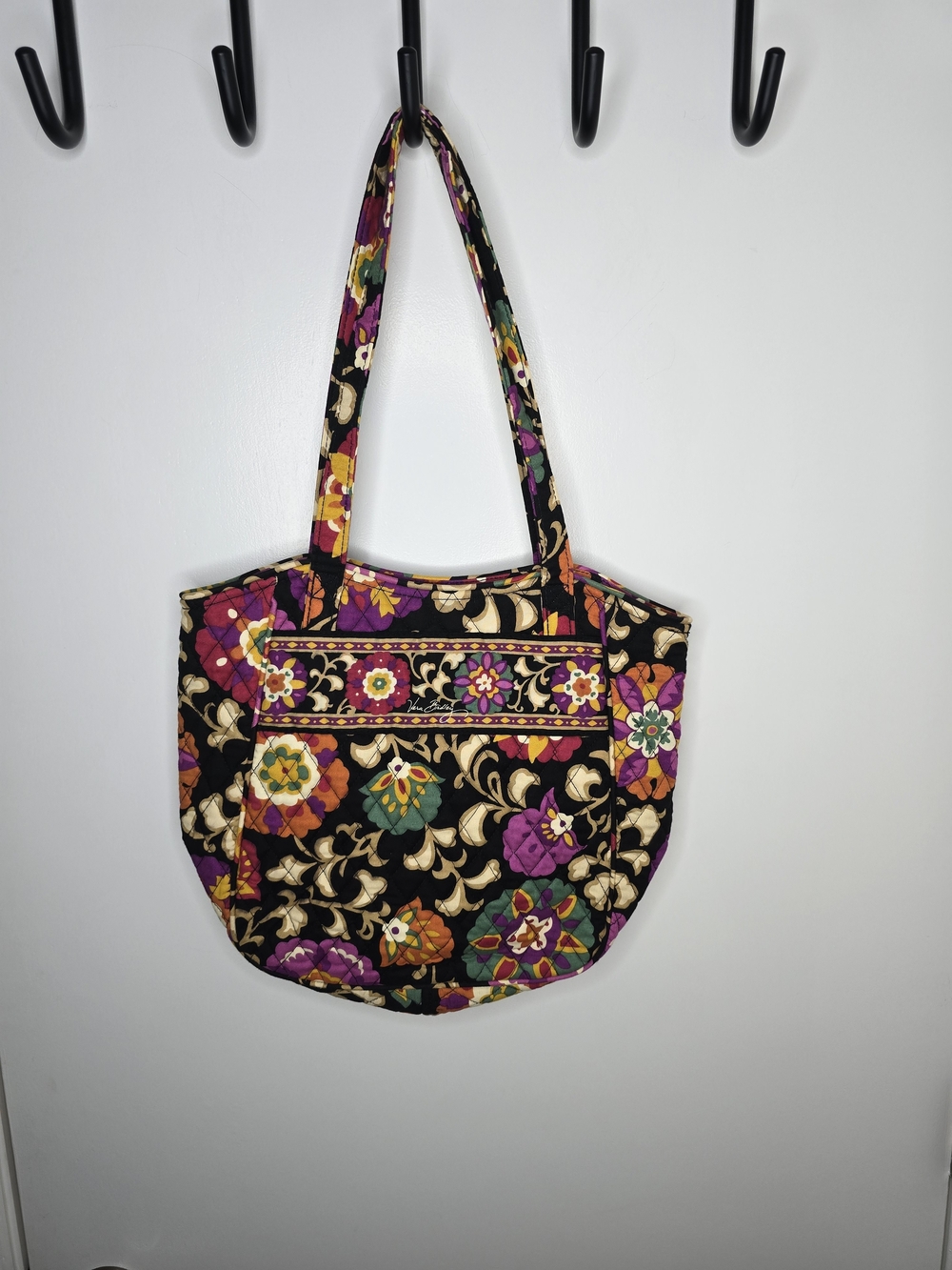 Vera Bradley Retired Suzani Black Quilted Floral Tote